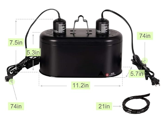 REPTI ZOO Dual Reptile Light Fixture for Reptile Dome UVB Lamp Fixture Dual Reptile Reflector Dome Lamp Cap Combo Integration Design Heat Lighting Lamp Kit