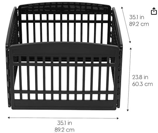 IRIS USA 24" Exercise 4-Panel Pet Dog Playpen, Black