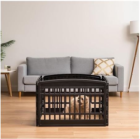 IRIS USA 24" Exercise 4-Panel Pet Dog Playpen, Black